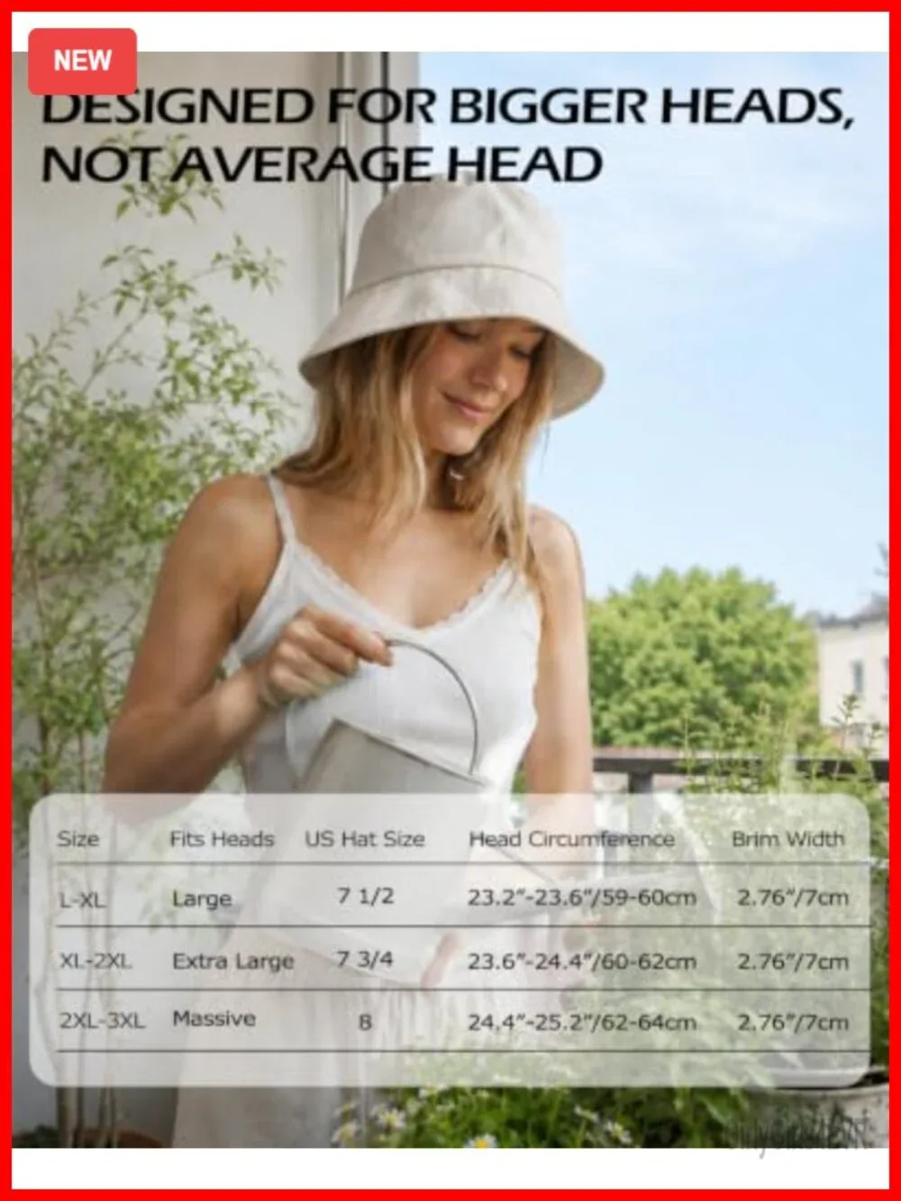 Linen Bucket Hat for Big Heads, UPF 50+ Sun Protection, Travel Hat